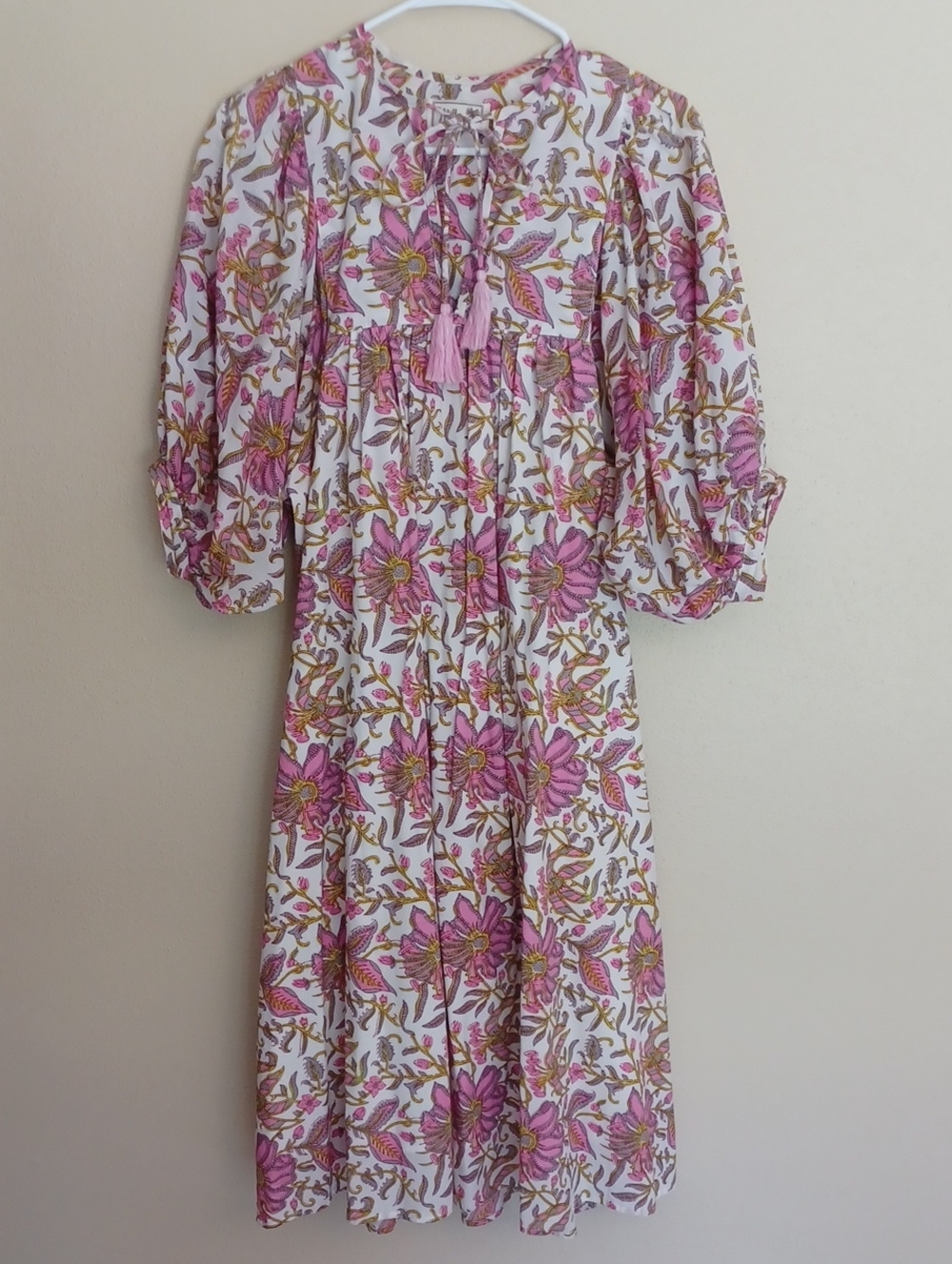 MILLE Saffron Midi Dress Pink Lily SZ XS Feminine Flowy Floral Cottagecore - Picture 2 of 16